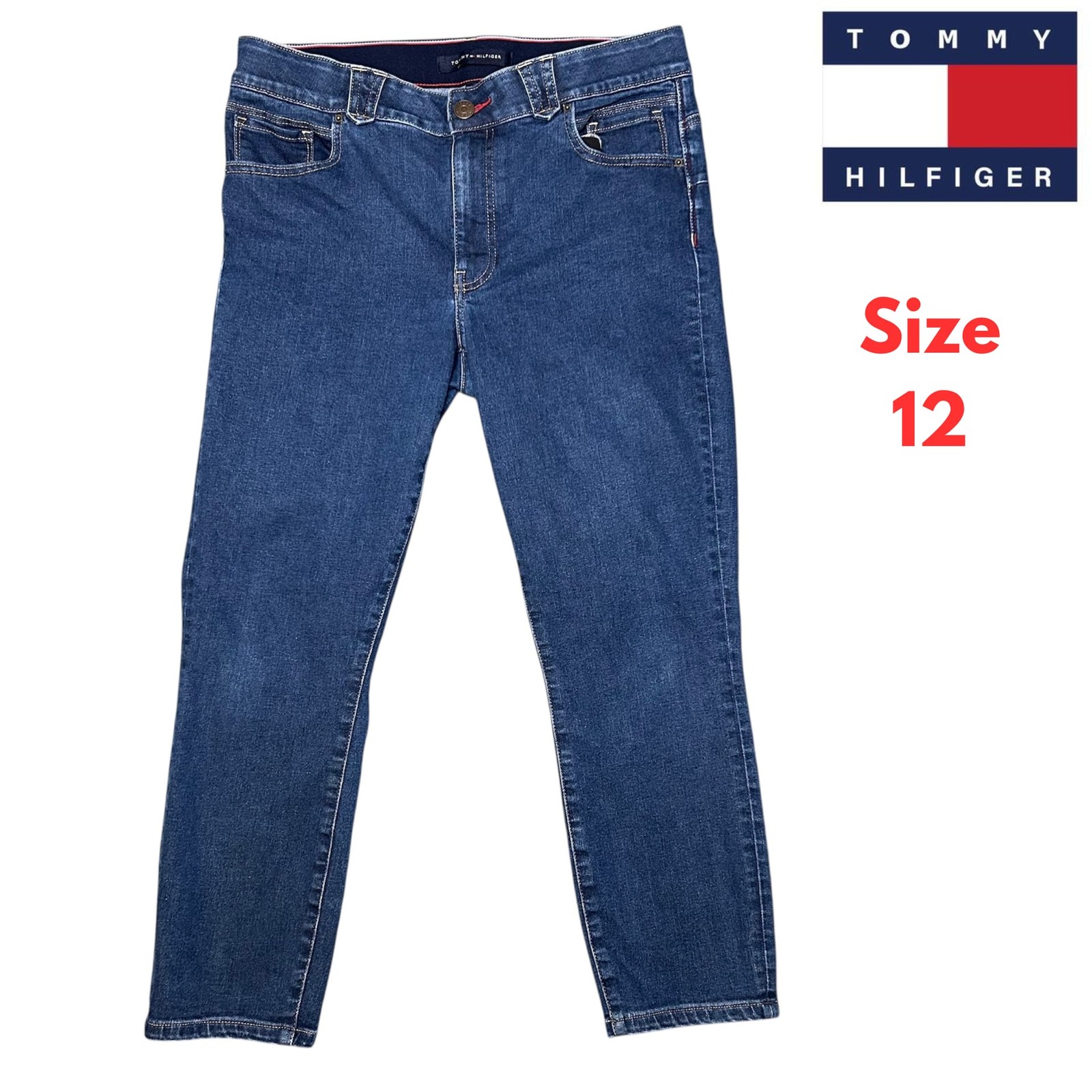 Tommy Hilfiger Womens Jeans Sz 12 Large Mid Rise Stretch Denim Cropped #215