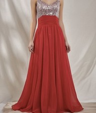 Sparkling Sequin Bodice Formal Gown Flowy Skirt Corset Prom Dress Sz S 6 NWT
