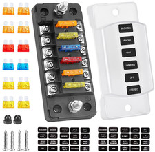 6 Way Fuse Block Blade Fuse Box with Negative Bus, 6 Circuit Fuse Holder Fuse Bl