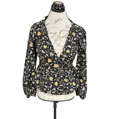 Universal Thread Womens XS Blouse Floral Wrap Boho Chic V-Neck Top Cottagecore