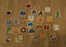 Plan Toys Alphabet A-Z Tiles Wooden Tactile Double sided set of 26
