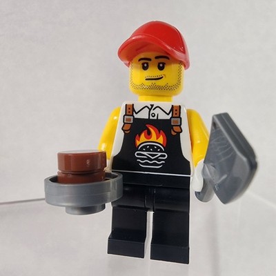 LEGO City BAM Burger Boy Man Frying Pan Burger Patties Meat Cleaver