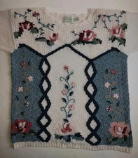 Colleen's Collectables Hand Knit Cottage Core Grandma White Sweater Pullover S