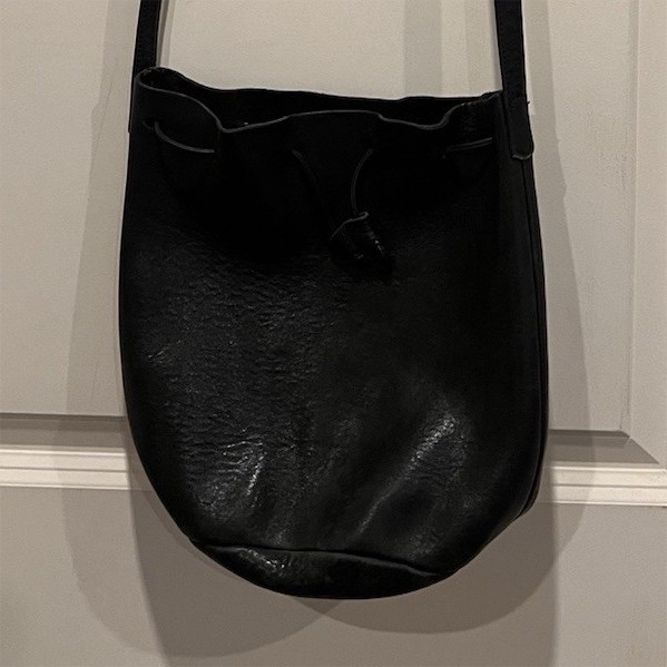 BAGGU Black Drawstring Shoulder Bucket Bag for Women, Solid