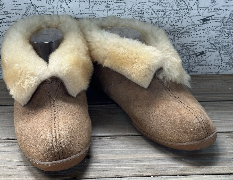 Minnetonka мокасины овчины ботинок тапочки коричневый женщин Sz 9 уютный - Изображение 2 из 4