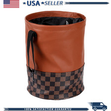 Car Collapsible Trash Can Leather Pop-up Hanging Vehicle Trash Can Elastic Band Car Collapsible Trash Can Leather Pop-up Hanging Vehicle Trash Can Elastic Band