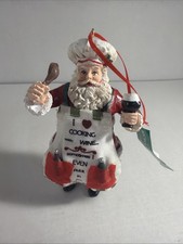 Kurt Adler Chef Santa Ornament Cooking with Wine Christmas Decoration 4.75