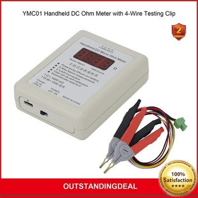 YMC01 Portable DC Ohm Meter Low Resistance Tester with 4-Wire Testing Big Clip #
