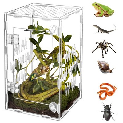Acrylic Reptile Terrarium Easy Assembly 360° Clear & Keep Pet Secure Design f...