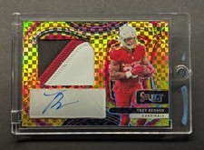 TREY BENSON Rookie Auto 2024 Select Gold Checker Power Prizm Patch SSP /10 RPA