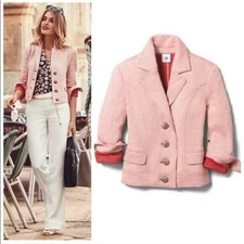 Cabi Style # 5301 Amelia Jacket Knit Cropped Coral Blazer Size M