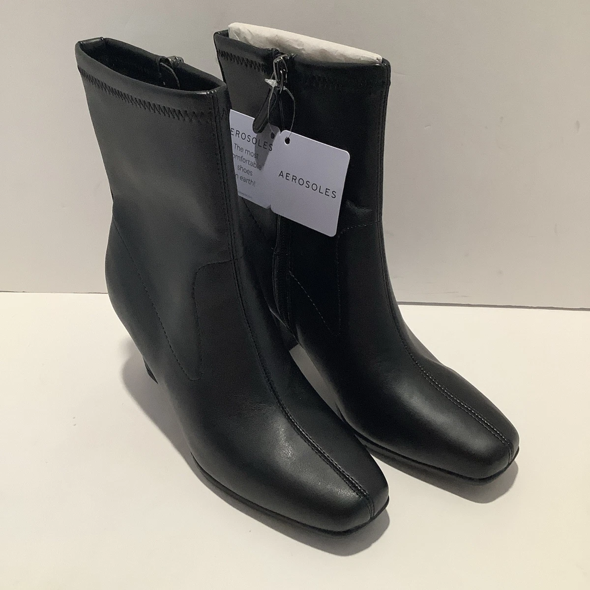 Vintage AEROSOLES Black Chukka Boots women 6.5 leather upper casual office retro Aerosoles Black Boots for Women for sale | eBay main image 2