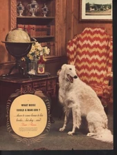 1920 FOUR ROSES WHISKEY RUSSIAN WOLFHOUND BORZOIS AFGHAN SALUKI DOG AD 15320