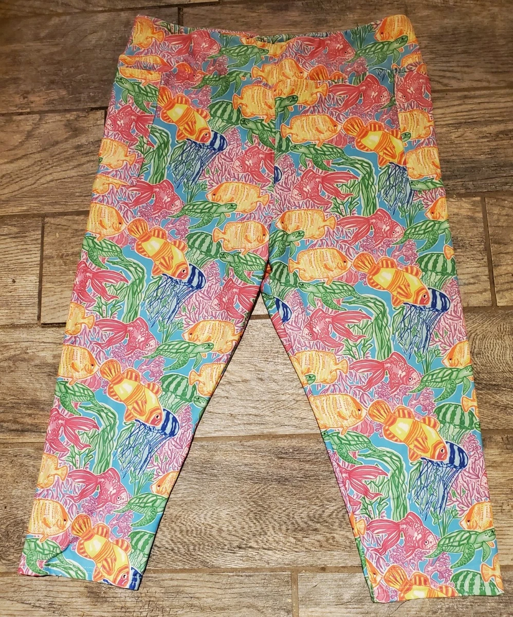 Amelia Rose Fish Capri Leggings With High Pockets Size TCC Womens