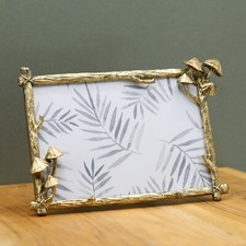 Cornice portafoto fungo metallo dorato 4 x 6 pollici floreale decorazione casa regalo
