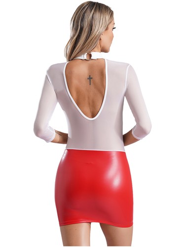 Womens Dresses Club Party Clubwear Slim Fit Reversible Bodycon Dress 3/4 Sleeve - Picture 15 of 49