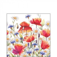 20 Papierservietten, Cocktail -Servietten Poppies And Cornflowers Ambiente 25X25