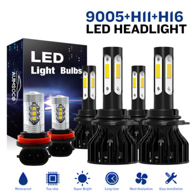 LED Headlight High Low Beam Fog Light 6x 6000K For Mitsubishi  Lancer 2008-2017