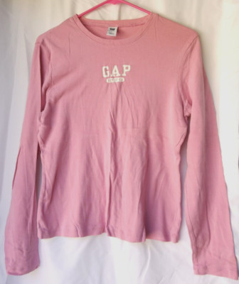 Gap Factory Store Women's Pink Long Sleeve Pullover T-Shirt Logo Size L