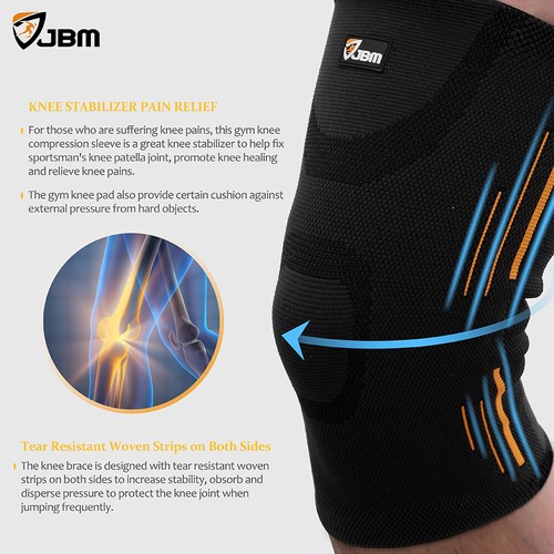 1 Pair Adult Gym Knee Braces (Set of 2)Compression Sleeve Patella Wrap Band Knee - Picture 2 of 6