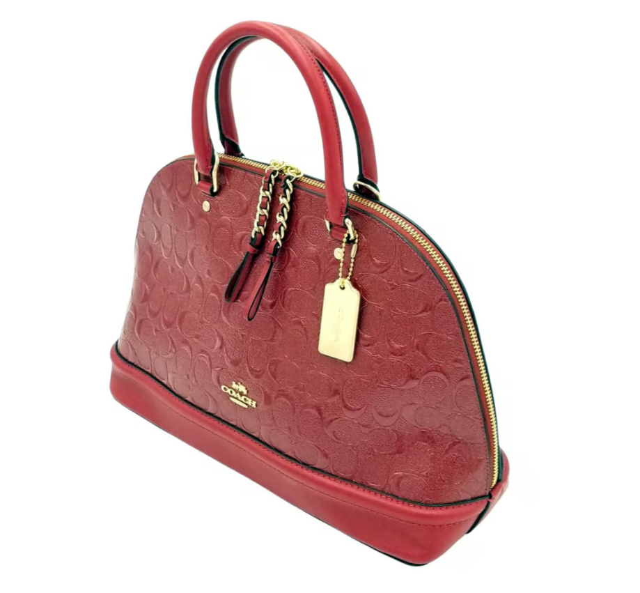 Coach Large Sierra Cherry Red Patent Leather/Leather Signature C