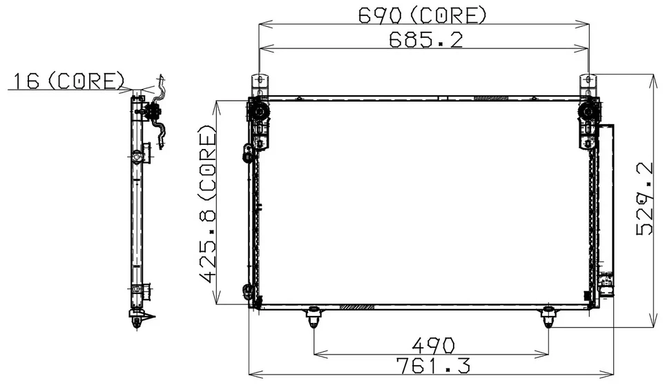 Конденсатор кондиционера DENSO 477-0550 для 01–07 Toyota Highlander - Изображение 3 из 3