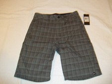 NEW QUIKSILVER gray plaid chino bermuda shorts boys sz 10 / 25