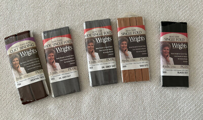 wrights bias tape lot of 5 wide single fold, quilt, single fold
