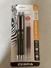 Pk/2 Zebra G-350 Metal Barrel Retractable Gel Pens, Space Black