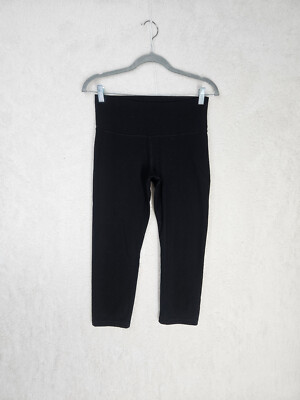 Old Navy Women Leggings Medium Black Poly Blend Mid Rise Compression Crop  Active