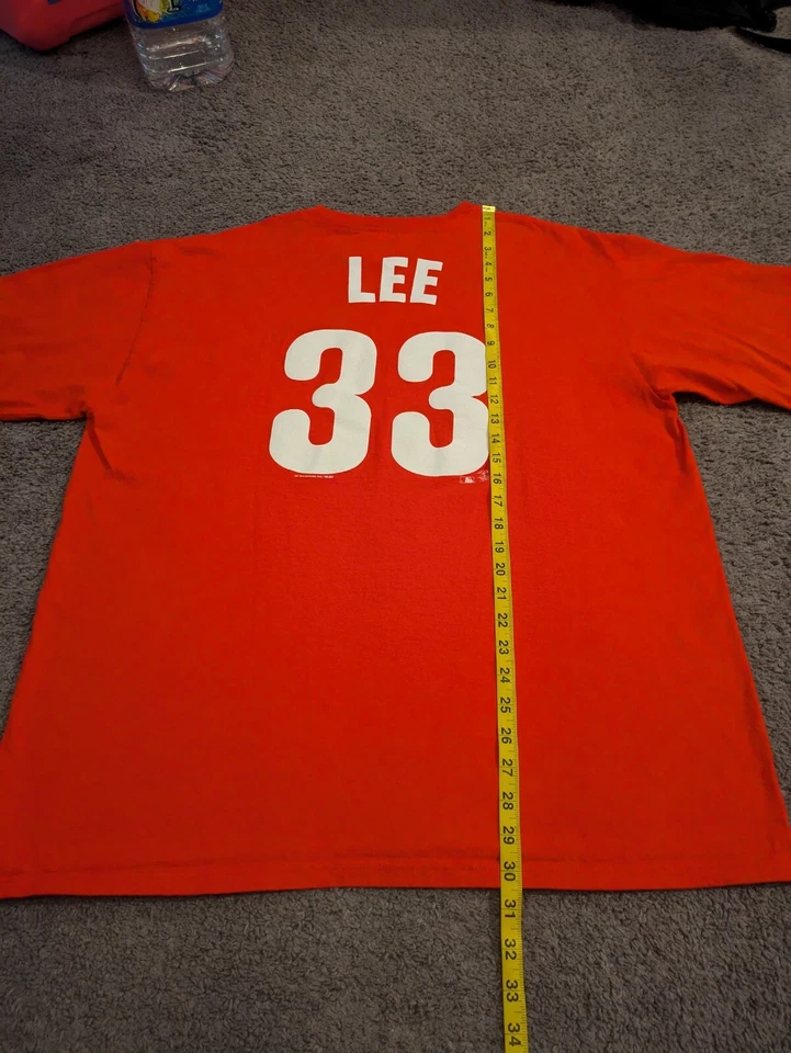 Camiseta deportiva roja para hombre MLB Philadelphia Phillies Cliff Lee #33 talla XL Foto 4 de 4