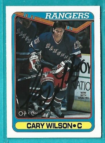CARY WILSON carta hockey firmata 1990-91 OPC #54 NEW YORK RANGERS - Foto 1 di 2