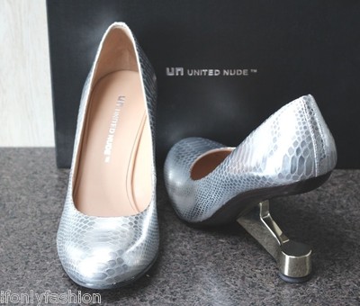 NIB UNITED NUDE ICONIC ARCHITECTURAL DESIGN EAMZ SILVER PUMP