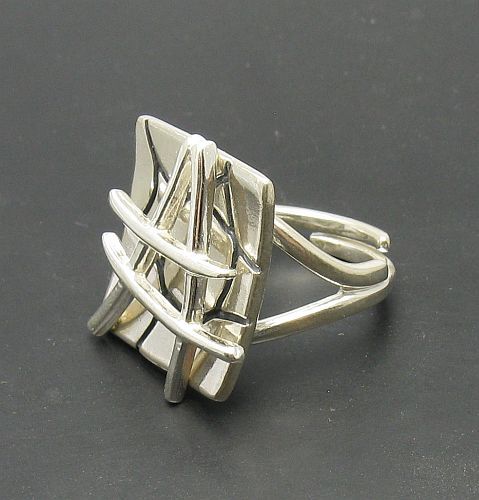 Echter Sterling Silber Ring massiv punziert 925 Handarbeit verstellbare Größe - Bild 5 von 5