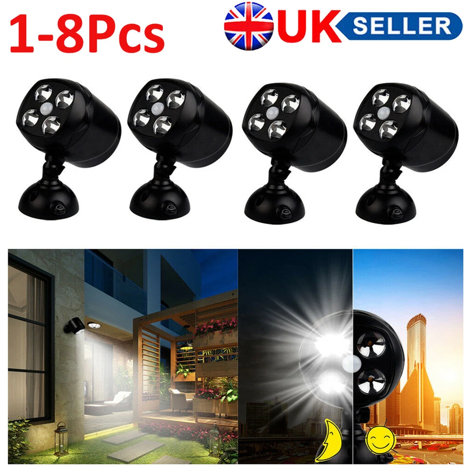 Waterproof 4 LED Floodlight Security Camera Spotlights Motion Detector Light UK - Image 3 of 4