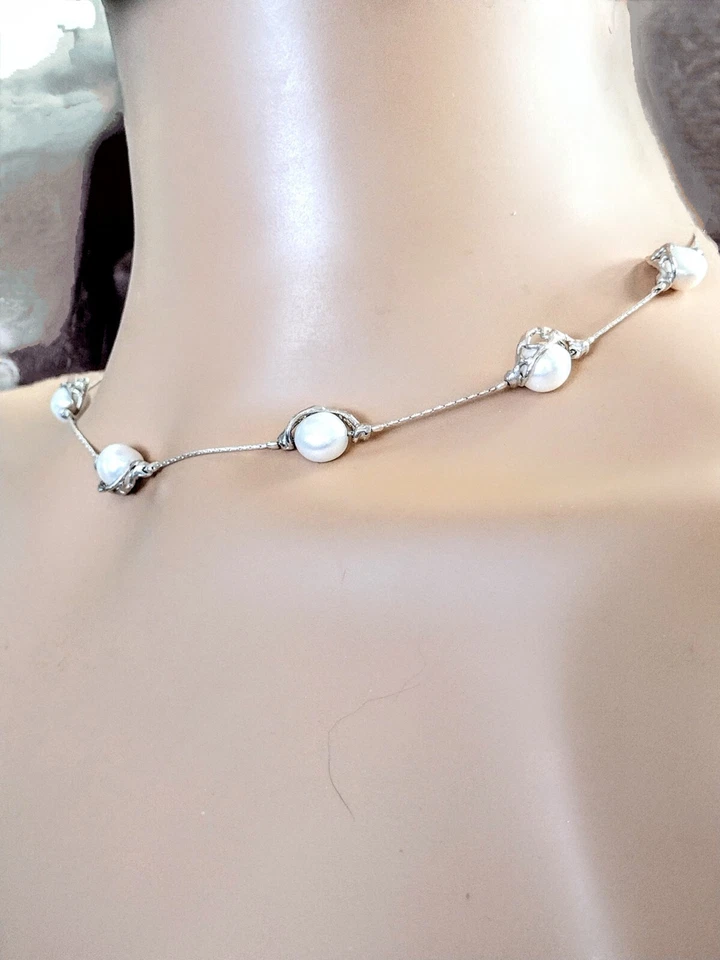 Collar SHABLOOL DIDAE Barroco Perla de Agua Dulce Esterlina 925 18" 16.6g Foto 2 de 4