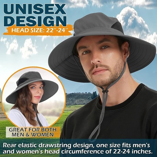 EINSKEY Cappello da Sole Unisex Impermeabile Tesa Larga Cappello a Secchiello Imballabile Cappello Boonie Grigio - Foto 2 di 8