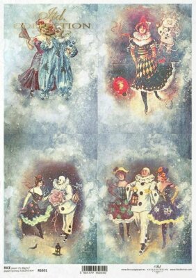 Reispapier-Motiv Strohseide-Decoupage-Serviettentechnik-Zirkus-Shabby-R1651