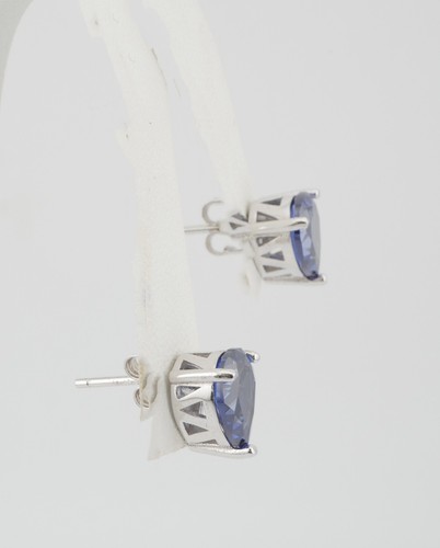 Beautiful Sterling Silver Iolite Teardrop Shape Stud Earrings - Picture 2 of 2