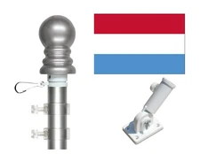 Luxembourg 3'x5' Polyester Flag & Spinner Flagpole Set w/Adjustable Bracket