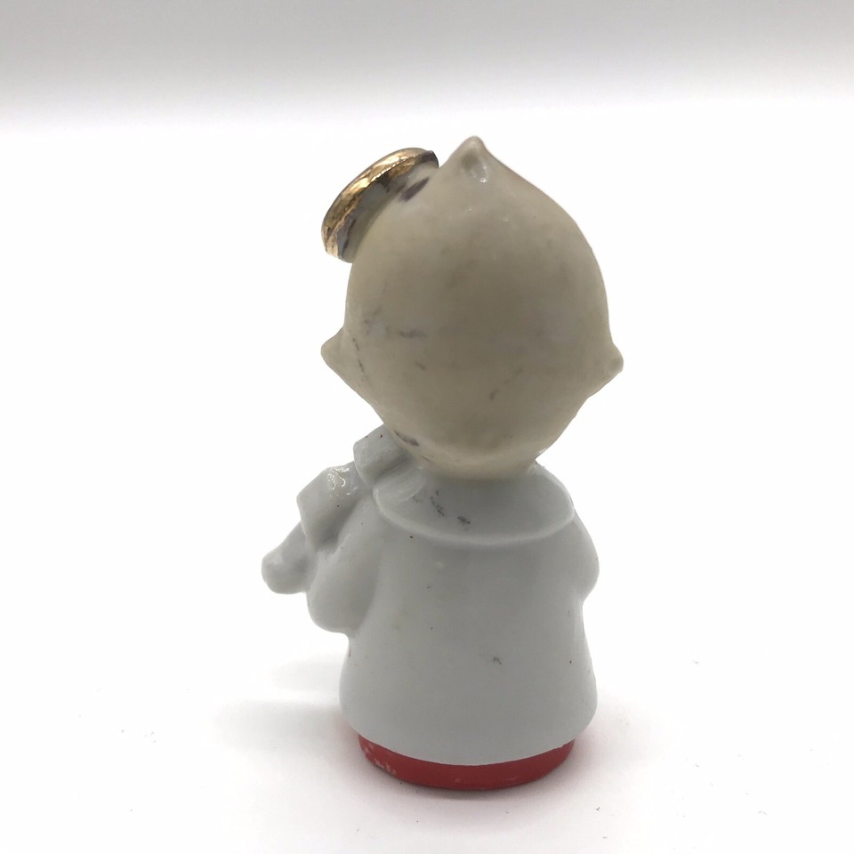 Vtg Red Japan Mark Porcelain Christmas Boy Angel Playing Violin Pixie