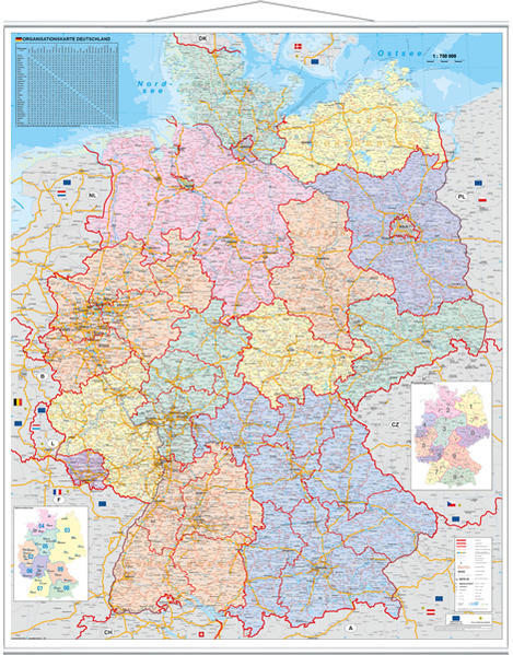 Thumbnail - Orga-karte Deutschland. Wandkarte Großformat Mit Metallstäben
