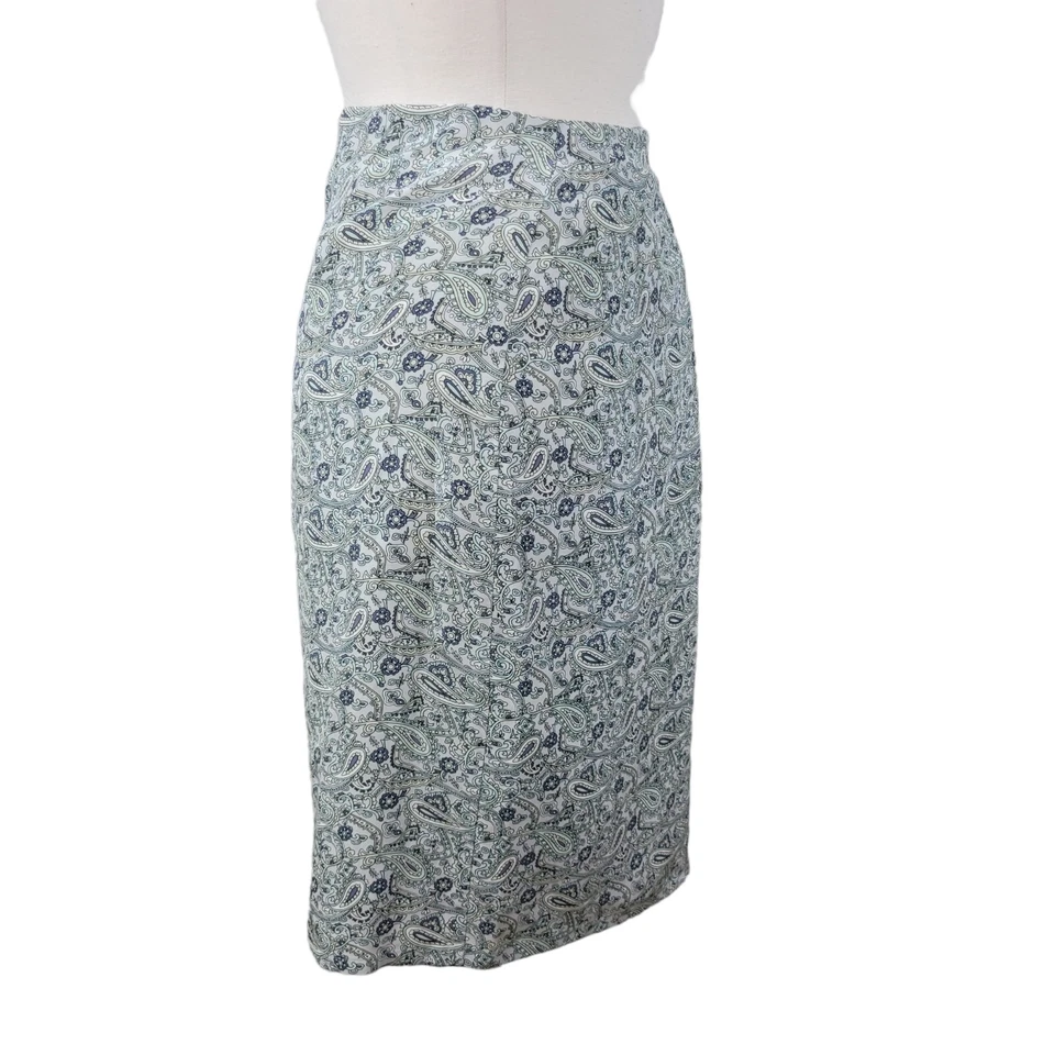NUEVA Falda Merona 100% Seda Talla 22W Carrera Azul Cachemira Hasta la Rodilla Floral Nueva con Etiquetas Foto 4 de 4