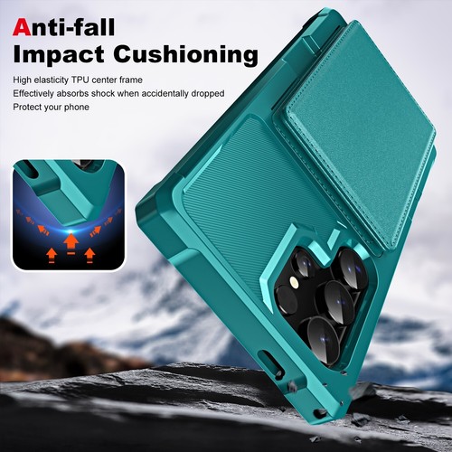 Shockproof Credit Card Slot Leather Back Case Cover For Samsung Galaxy Phone - Picture 15 of 52