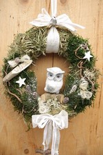 Türkranz Eule Winter Weihnachten Weihnachtskranz natur Landhaus Shabby
