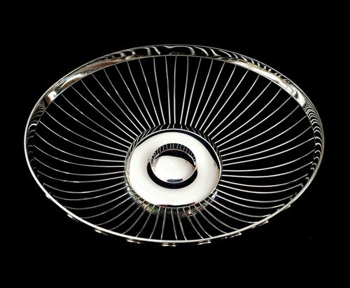 NEW Kitchen Bread Basket Wire Kitchen Retro CHROME 9.5"x7.5" New-Old-Stock NOS - Picture 3 of 5