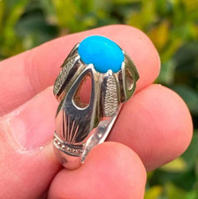 Natural Turquoise Stone Ring Real Nishapuri Hussaini Feroza Ring Real Handmade