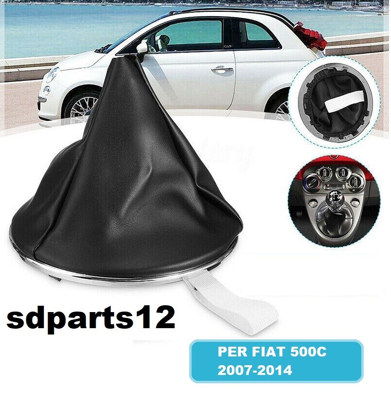 Cuffia Leva Cambio Fiat 500 Nera In Ecopelle Con Ghiera Cromata - Compatibile 2007/2014 - Foto 4