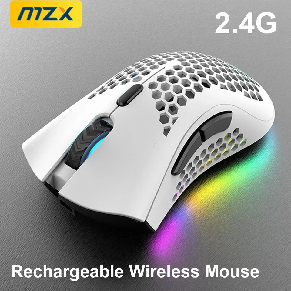 MZX Rechargeable Wireless Mouse 2.4GHz RGB Light Ergonomics USB Charging Gaming  - Image 3 of 4