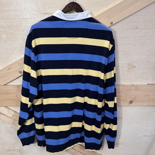 Brooks Brothers Rugby Polo Shirt Men's XXL 2XL Navy Blue Yellow Long Sleeve - Picture 2 of 10